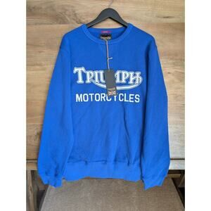 Triumph Motorcycles Radial Sweatshirt Mens XL Cobalt Blue Crew Neck LSWS2451 NWT